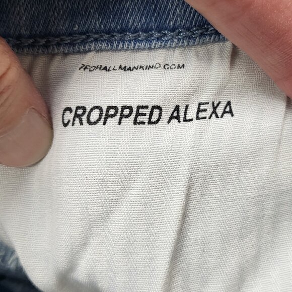 7 for all Mankind Cropped Alexa style two-tone jeans with raw ankles size 32 EUC - Picture 4 of 10